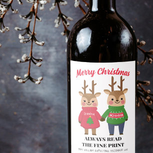 Étiquette Pour Bouteilles De Vin Noël Bébé Faire-part grand-parent Impression fine
