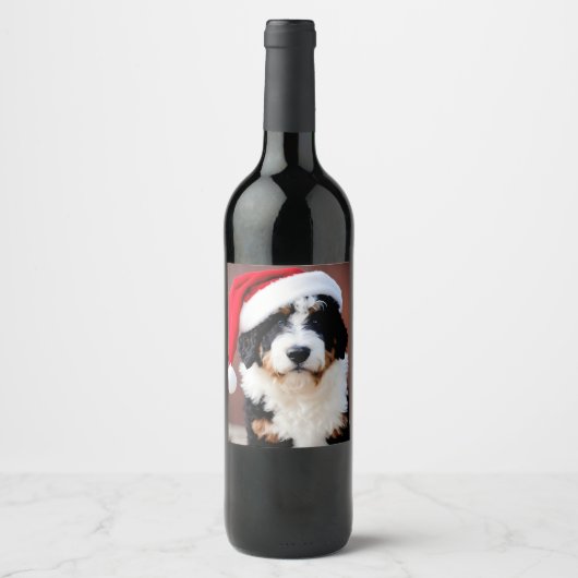 Étiquette Pour Bouteilles De Vin Noël Bernedoodle (Devant)