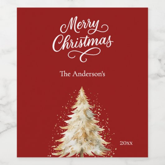 Étiquette Pour Bouteilles De Vin Noël blanc et neige (Étiquettes simples)