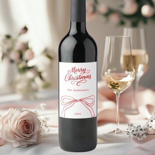 Étiquette Pour Bouteilles De Vin Noël blanc rouge
