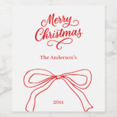 Étiquette Pour Bouteilles De Vin Noël blanc rouge (Étiquettes simples)