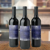 Étiquette Pour Bouteilles De Vin Noël bleu blanc parties scintillant poussière arge