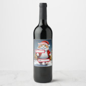 Étiquette Pour Bouteilles De Vin Noël Chat Père Noël, Noël (Devant)