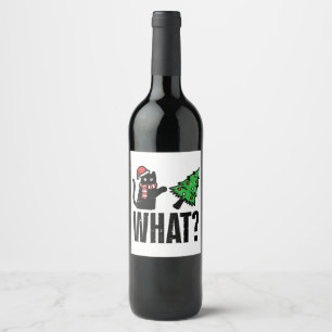 Étiquette Pour Bouteilles De Vin Noël Chat Tipping Xmas Tree Drôle