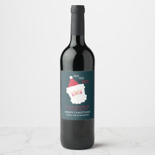 Étiquette Pour Bouteilles De Vin Noël contemporain de Père Noël amusant (Devant)