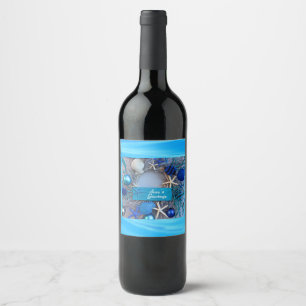 Étiquette Pour Bouteilles De Vin Noël côtier tropical de vacances de coquillage