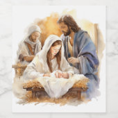 Étiquette Pour Bouteilles De Vin Noël de la Nativité (Étiquettes simples)