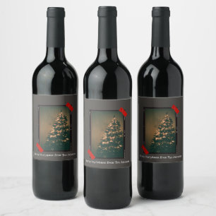 Étiquette Pour Bouteilles De Vin Noël de machine à écrire de photo instantanée de r