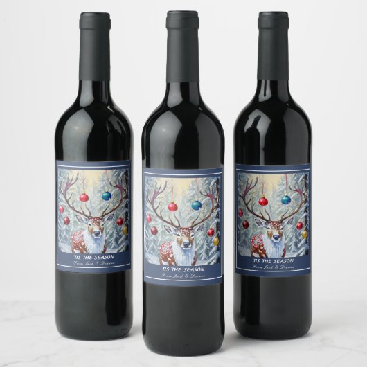 Étiquette Pour Bouteilles De Vin Noël de rennes (Bouteilles)