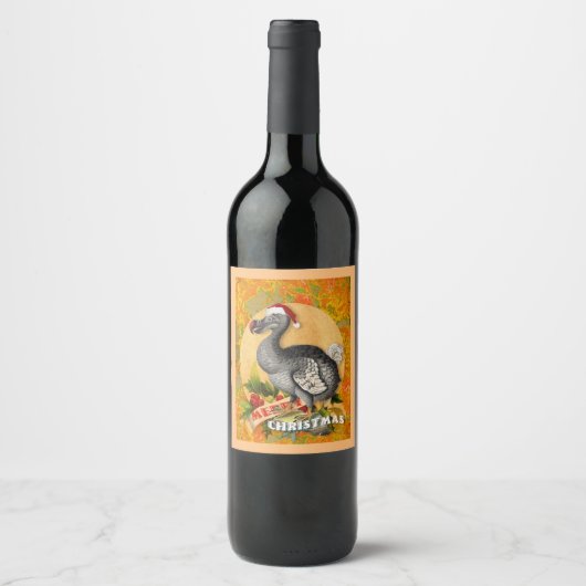 Étiquette Pour Bouteilles De Vin Noël Dodo Bird (Devant)