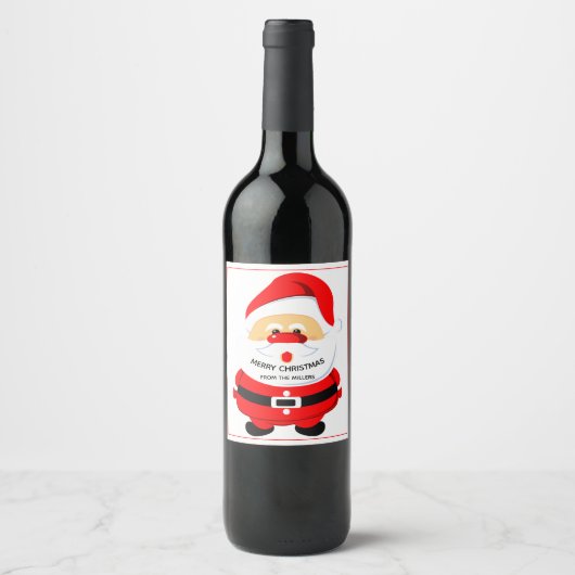 Étiquette Pour Bouteilles De Vin Noël du Père Noël (Devant)