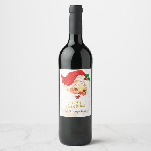 Étiquette Pour Bouteilles De Vin Noël du Père Noël (Devant)