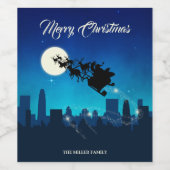 Étiquette Pour Bouteilles De Vin Noël du Père Noël Sleigh (Étiquettes simples)