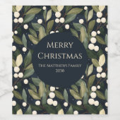 Étiquette Pour Bouteilles De Vin Noël Elégant Bleu et Blancs (Étiquettes simples)