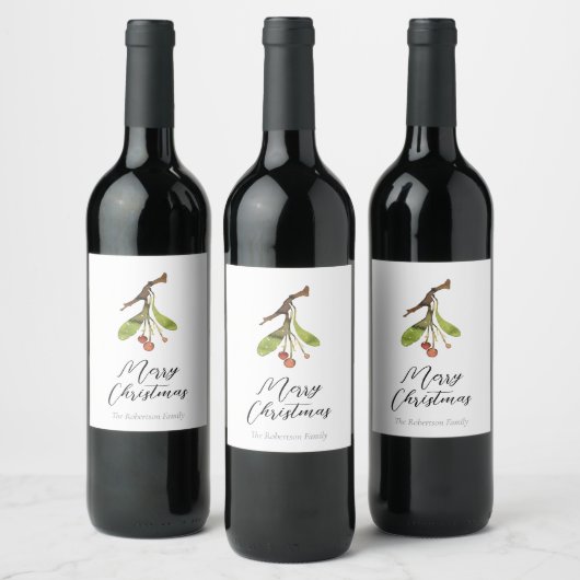 Étiquette Pour Bouteilles De Vin Noël élégant de Mistletoe (Bouteilles)