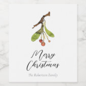 Étiquette Pour Bouteilles De Vin Noël élégant de Mistletoe (Étiquettes simples)