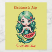 Étiquette Pour Bouteilles De Vin Noël en juillet Elf Mermaid Thunder_Cove (Étiquettes simples)
