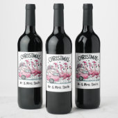 Étiquette Pour Bouteilles De Vin Noël Flamant Rose (Bouteilles)