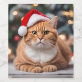 Étiquette Pour Bouteilles De Vin Noël Ginger British Shorthair (Étiquettes simples)