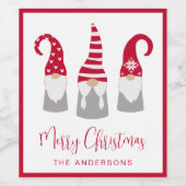 Étiquette Pour Bouteilles De Vin Noël Gnomes nordiques (Étiquettes simples)