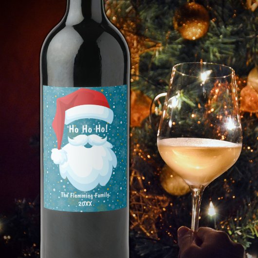 Étiquette Pour Bouteilles De Vin Noël gras Customisé Père Noël