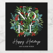 Étiquette Pour Bouteilles De Vin NOEL Greenery Berries Joyeuses vacances (Étiquettes simples)