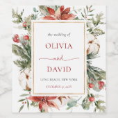 Étiquette Pour Bouteilles De Vin Noël hiver Rouge vert Mariage or (Étiquettes simples)