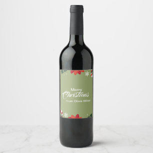 Étiquette Pour Bouteilles De Vin Noël illustré vert