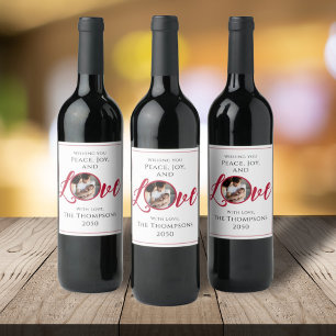 Étiquette Pour Bouteilles De Vin Noël Moderne Photo Calligraphie Simple Cute