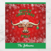 Étiquette Pour Bouteilles De Vin Noël "MOO-ey", Longhorn Steer (Étiquettes simples)