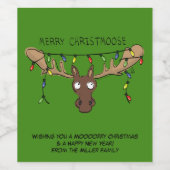 Étiquette Pour Bouteilles De Vin Noël Moose mignonne drôle Christmoose (Étiquettes simples)