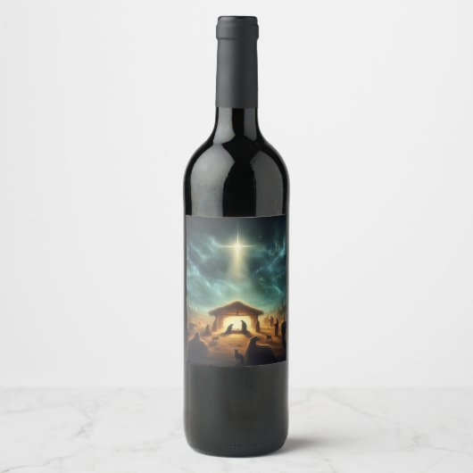 Étiquette Pour Bouteilles De Vin Noël/Nativité/Jésus (Devant)