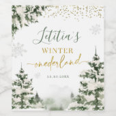 Étiquette Pour Bouteilles De Vin Noël Onederland Forêt d'hiver Premier anniversaire (Étiquettes simples)