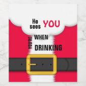 Étiquette Pour Bouteilles De Vin Noël Père Noël Il vous voit quand vous buvez (Étiquettes simples)