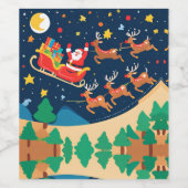 Étiquette Pour Bouteilles De Vin Noël Père Noël Reindeer Arrive En Ville (Étiquettes simples)