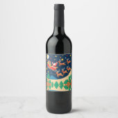 Étiquette Pour Bouteilles De Vin Noël Père Noël Reindeer Arrive En Ville (Devant)