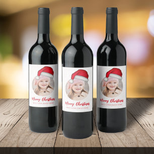 Étiquette Pour Bouteilles De Vin Noël Père Noël Vacances mignonne Simple Casquette
