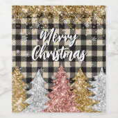 Étiquette Pour Bouteilles De Vin Noël Plaid Et Parties scintillant Joyeux Noël (Étiquettes simples)