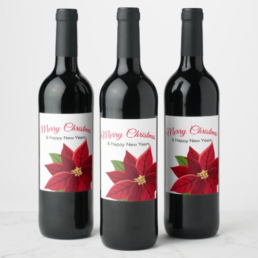 Étiquette Pour Bouteilles De Vin Noël Poinsettia (Bouteilles)