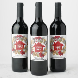 Étiquette Pour Bouteilles De Vin NOËL Red Real Estate Client Nouveau Accueil