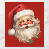 Étiquette Pour Bouteilles De Vin Noël rétro Holly Jolly Santa Claus (Étiquettes simples)