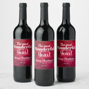 Étiquette Pour Bouteilles De Vin Noël Rouge à Noir Aquarelle Vin Étiquette
