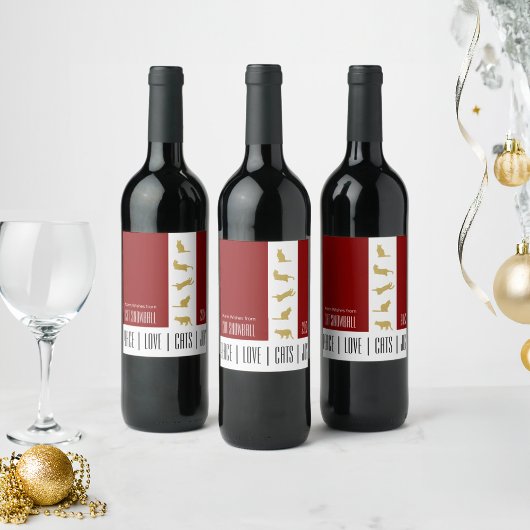 Étiquette Pour Bouteilles De Vin Noël Rouge Blanc Rouge Or