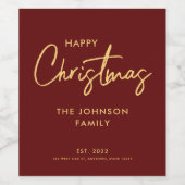 Étiquette Pour Bouteilles De Vin Noël rouge Bourgogne moderne (Étiquettes simples)