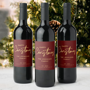 Étiquette Pour Bouteilles De Vin Noël rouge Bourgogne moderne
