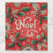 Étiquette Pour Bouteilles De Vin Noel rouge et vert (Étiquettes simples)