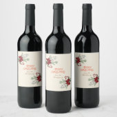 Étiquette Pour Bouteilles De Vin Noël Rouge Poinsettie (Bouteilles)