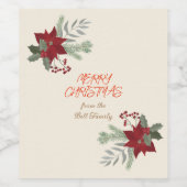 Étiquette Pour Bouteilles De Vin Noël Rouge Poinsettie (Étiquettes simples)