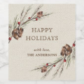 Étiquette Pour Bouteilles De Vin Noël Russe Pinecone (Étiquettes simples)