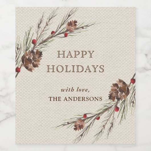 Étiquette Pour Bouteilles De Vin Noël Russe Pinecone (Étiquettes simples)